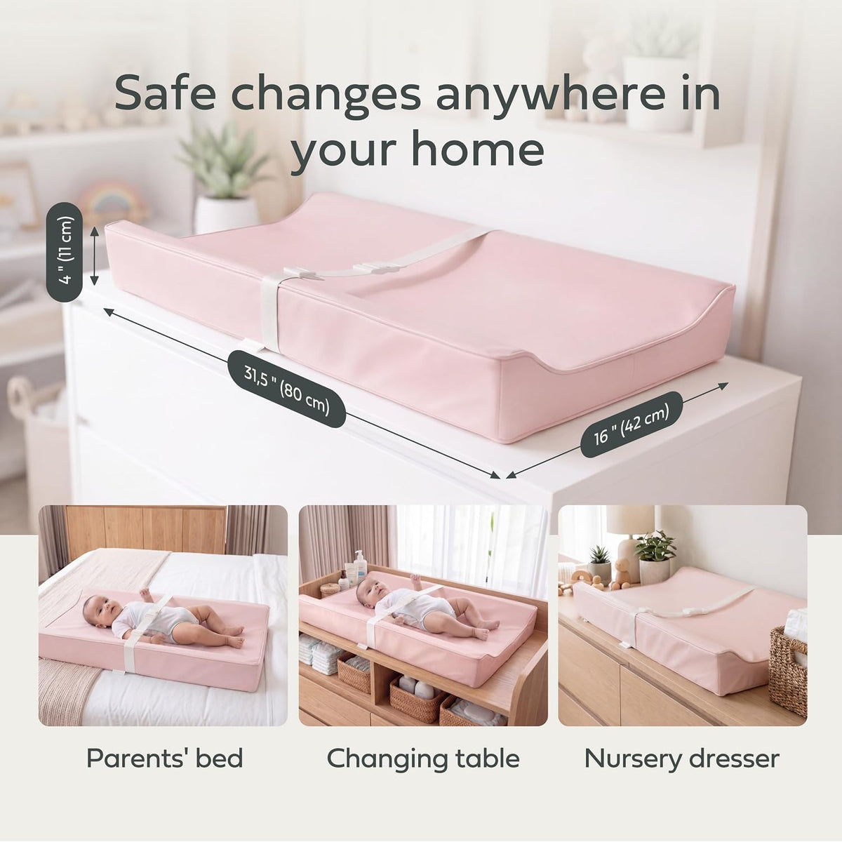 Changing Pad – The Original, Waterproof Easy-to-Clean Vegan Leather Portable Diaper Changing Pad, Newborn Baby Essential Must-Have - Milk