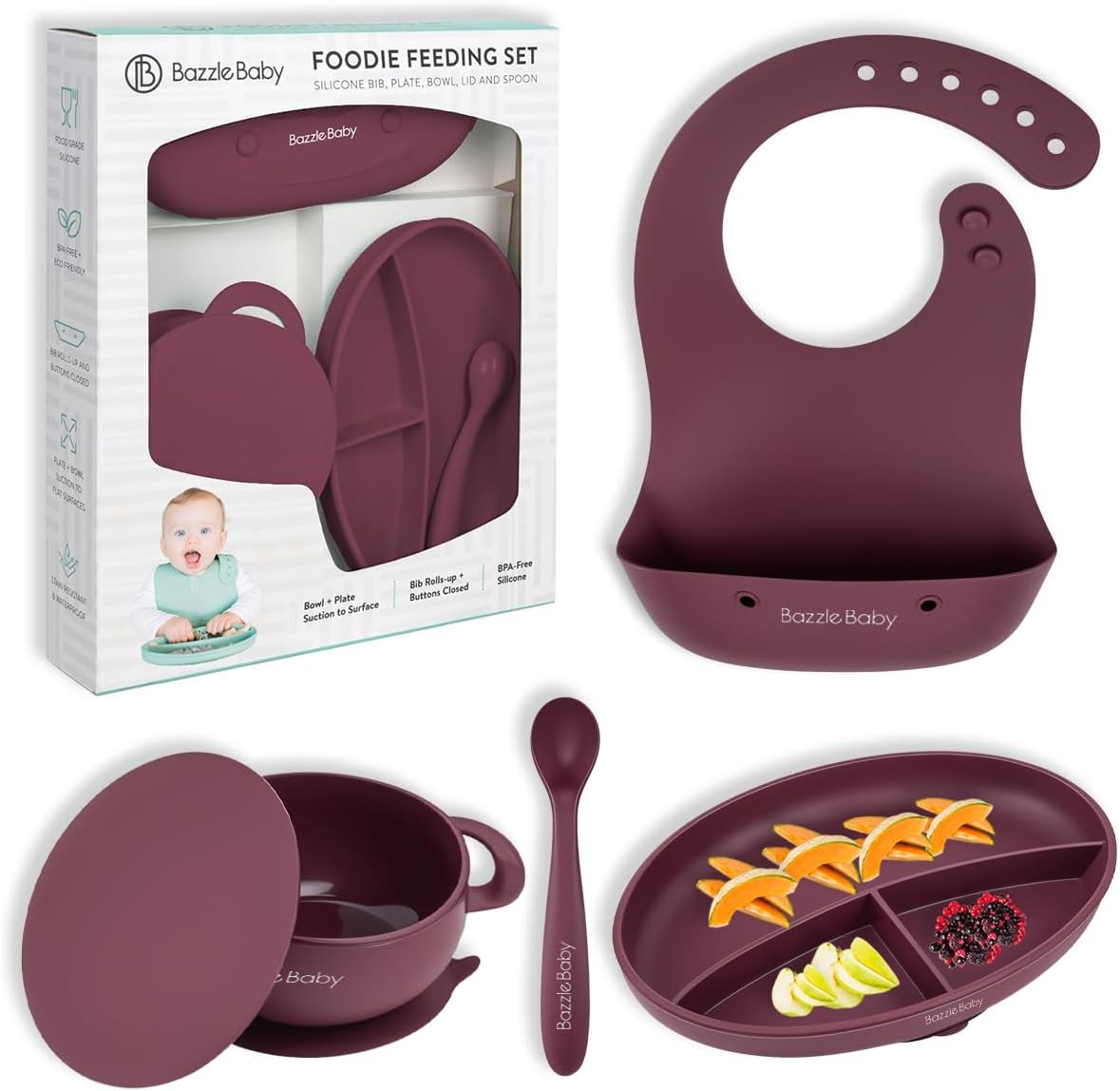Foodie Feeding Set for babies - roll up bib suction plate, bowll