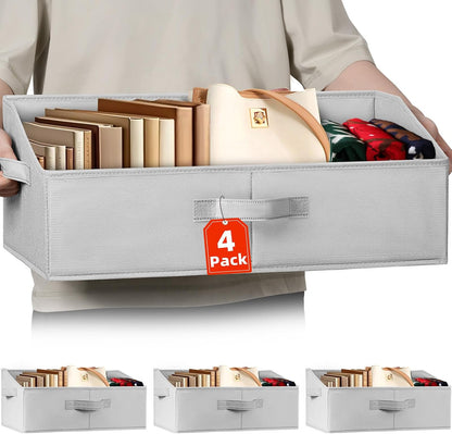 Closet Organizers Bins - Large Closet Shelf Organizer with Handles - Fabric Trapezoid Home Organization and Storage Baskets for Organizing Clothes Toy Blanket Towel Purse Hats