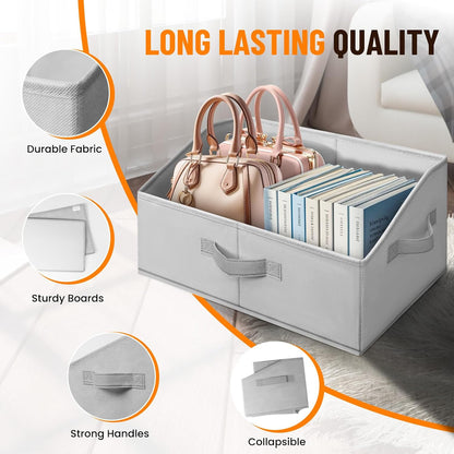 Closet Organizers Bins - Large Closet Shelf Organizer with Handles - Fabric Trapezoid Home Organization and Storage Baskets for Organizing Clothes Toy Blanket Towel Purse Hats