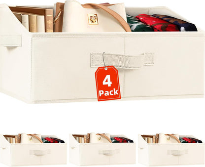 Closet Organizers Bins - Large Closet Shelf Organizer with Handles - Fabric Trapezoid Home Organization and Storage Baskets for Organizing Clothes Toy Blanket Towel Purse Hats