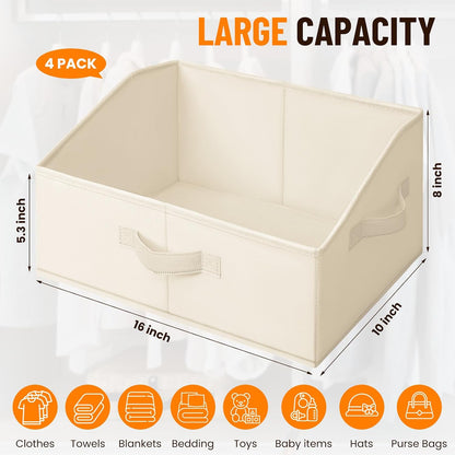 Closet Organizers Bins - Large Closet Shelf Organizer with Handles - Fabric Trapezoid Home Organization and Storage Baskets for Organizing Clothes Toy Blanket Towel Purse Hats