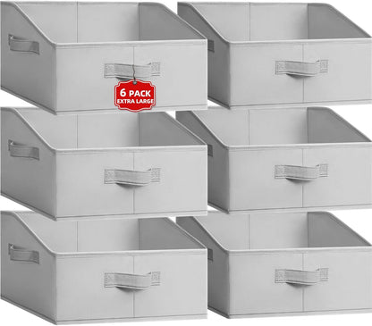 Closet Organizers Bins - Large Closet Shelf Organizer with Handles - Fabric Trapezoid Home Organization and Storage Baskets for Organizing Clothes Toy Blanket Towel Purse Hats