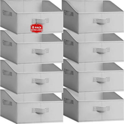 Closet Organizers Bins - Large Closet Shelf Organizer with Handles - Fabric Trapezoid Home Organization and Storage Baskets for Organizing Clothes Toy Blanket Towel Purse Hats