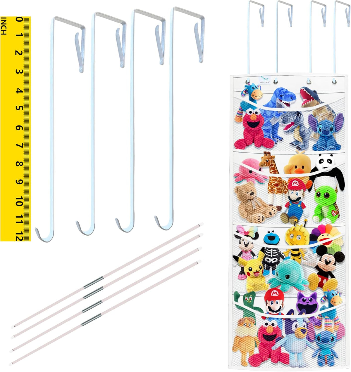 stuffed animal storage,The solution you have been looking for,stuff animal organizer,Holds a lot,toy storage,Way better than the ceiling hammocks,over the door,stuffy storage,white