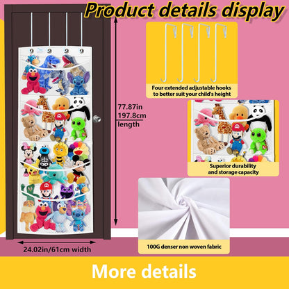 stuffed animal storage,The solution you have been looking for,stuff animal organizer,Holds a lot,toy storage,Way better than the ceiling hammocks,over the door,stuffy storage,white