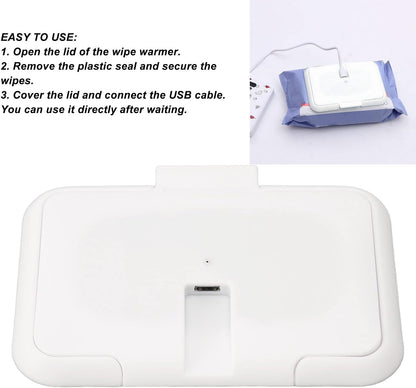 Baby Wipe Warmer, Wet Wipe Heater Travel Case Holder - USB Cable, Constant Temperature