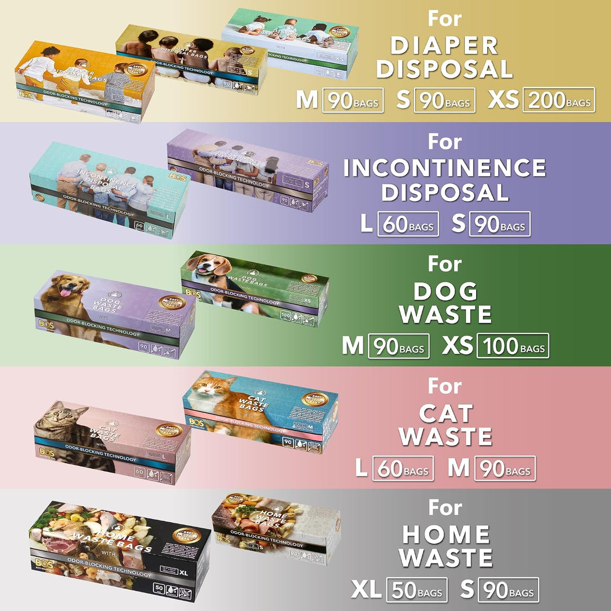 Odor-Locking Diaper Disposal Bags, Made in Japan, Unscented Smell Blocking Technology, Small, 90 count