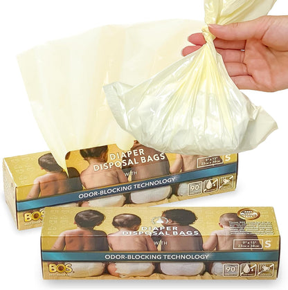 Odor-Locking Diaper Disposal Bags, Made in Japan, Unscented Smell Blocking Technology, Small, 90 count