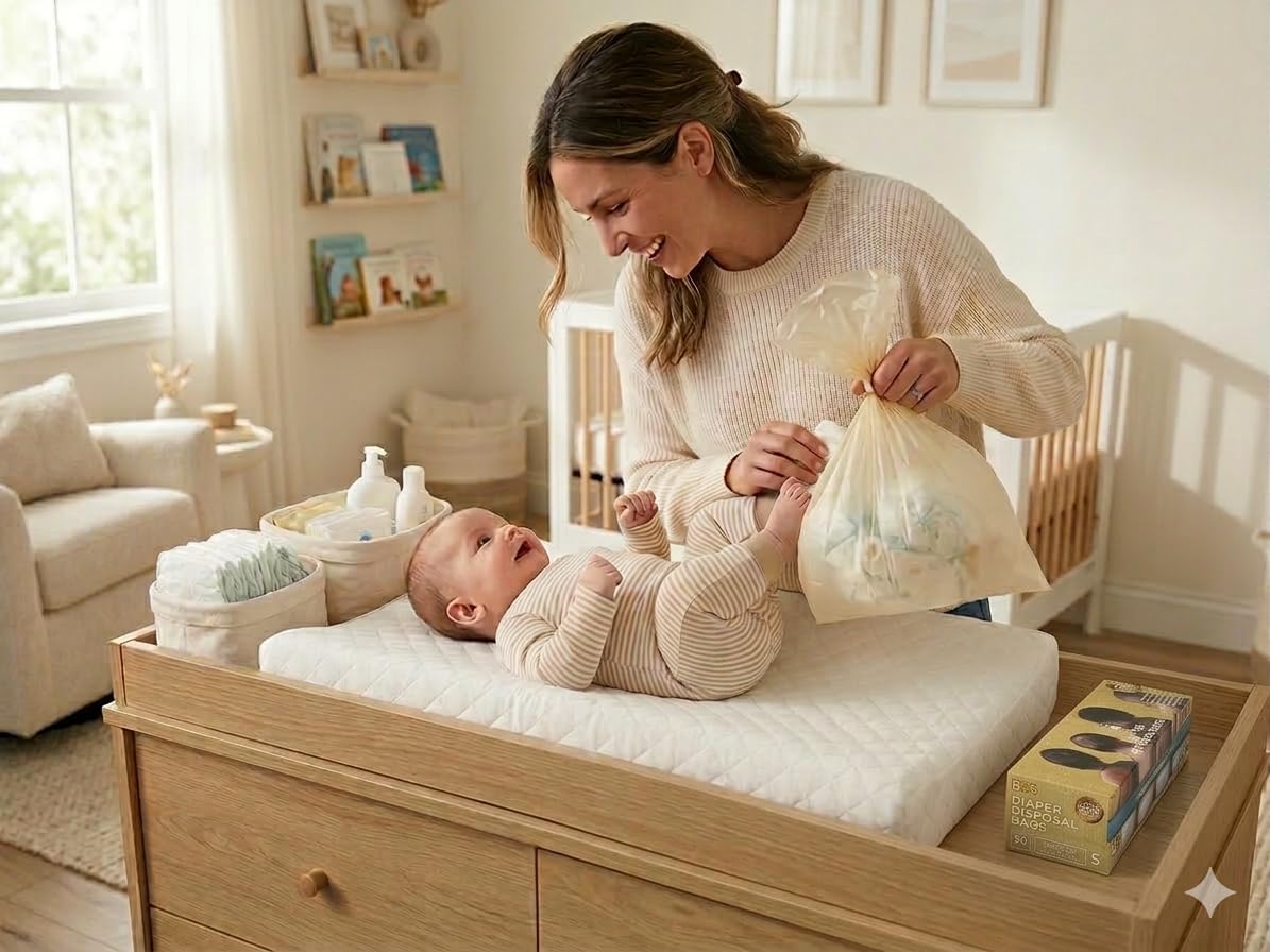 Odor-Locking Diaper Disposal Bags, Made in Japan, Unscented Smell Blocking Technology, Small, 90 count