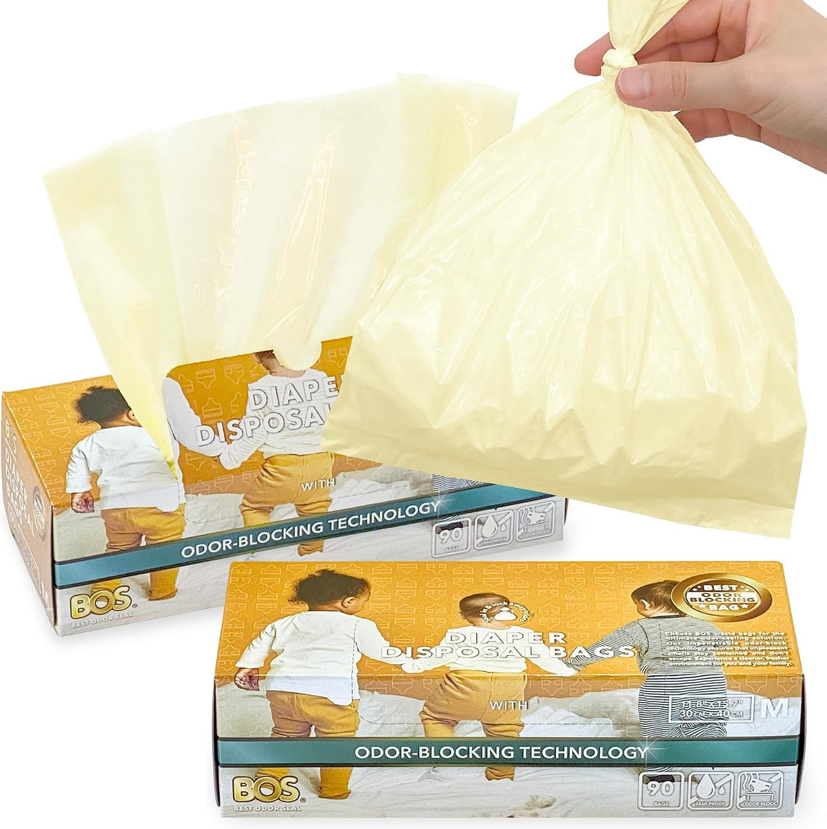 Odor-Locking Diaper Disposal Bags, Made in Japan, Unscented Smell Blocking Technology, Small, 90 count