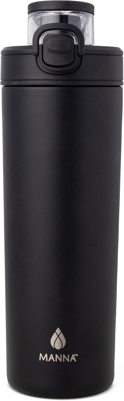 Dynamo Stainless Steel Insulated Bottle with Push-open Locking Lid and Sipping Spout - 24 Oz - Onyx