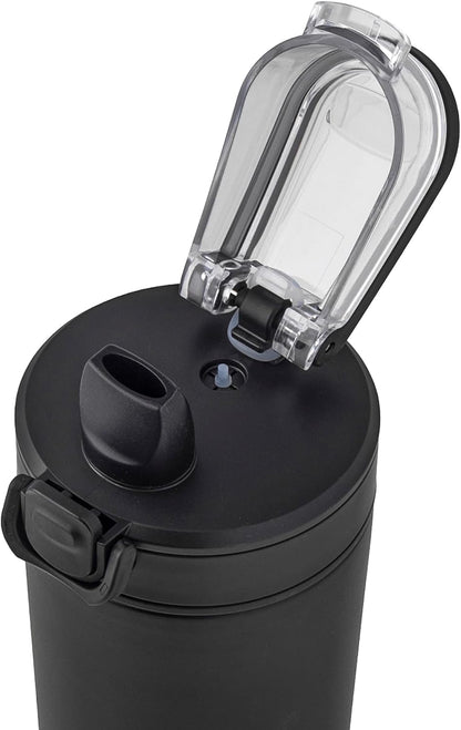 Dynamo Stainless Steel Insulated Bottle with Push-open Locking Lid and Sipping Spout - 24 Oz - Onyx