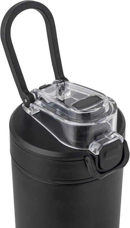 Dynamo Stainless Steel Insulated Bottle with Push-open Locking Lid and Sipping Spout - 24 Oz - Onyx