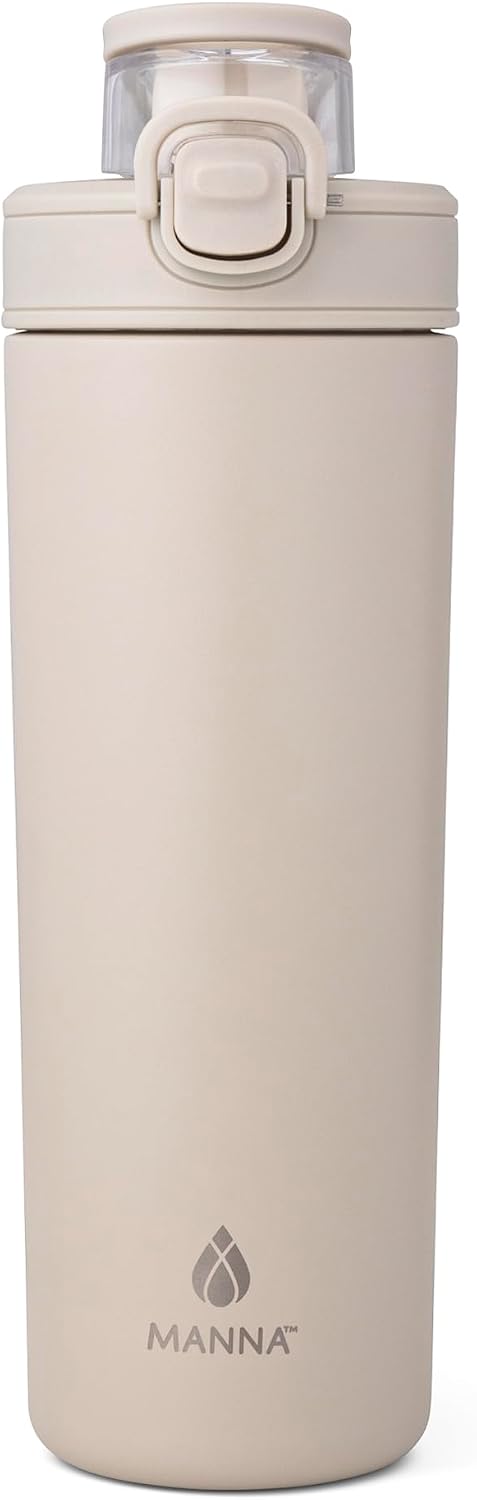 Dynamo Stainless Steel Insulated Bottle with Push-open Locking Lid and Sipping Spout - 24 Oz - Onyx