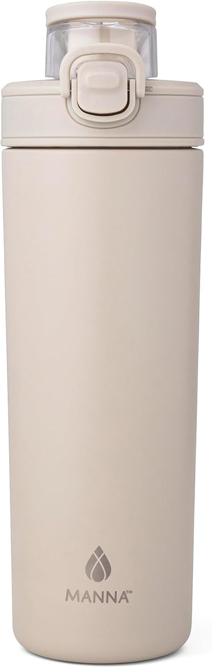 Dynamo Stainless Steel Insulated Bottle with Push-open Locking Lid and Sipping Spout - 24 Oz - Onyx