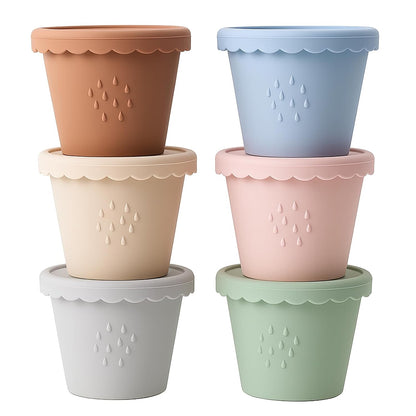 Silicone Baby Food Containers 6 Pack 4oz Baby Food Storage Set, Airtight Leak Proof Baby Feeding Cups, Freezer & Microwave Safe, Stackable Baby Snack Containers, Baby Shower Gift