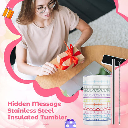 20 oz Hidden Message Tumbler Funny Coffee Travel Insulated Mug Skinny Tumbler with Lid and Straw White Elephant Gag Gifts Cup for Bestie Friend Coworker Family Employee Gift