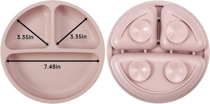 Silicone Baby Feeding Set | 9PCS Baby Led Weaning Supplies Self Feeding Utensils | Divided Suction Plate Bowl Bibs Sippy Cup with Baby Snack Container Spoons Forks (Blue)