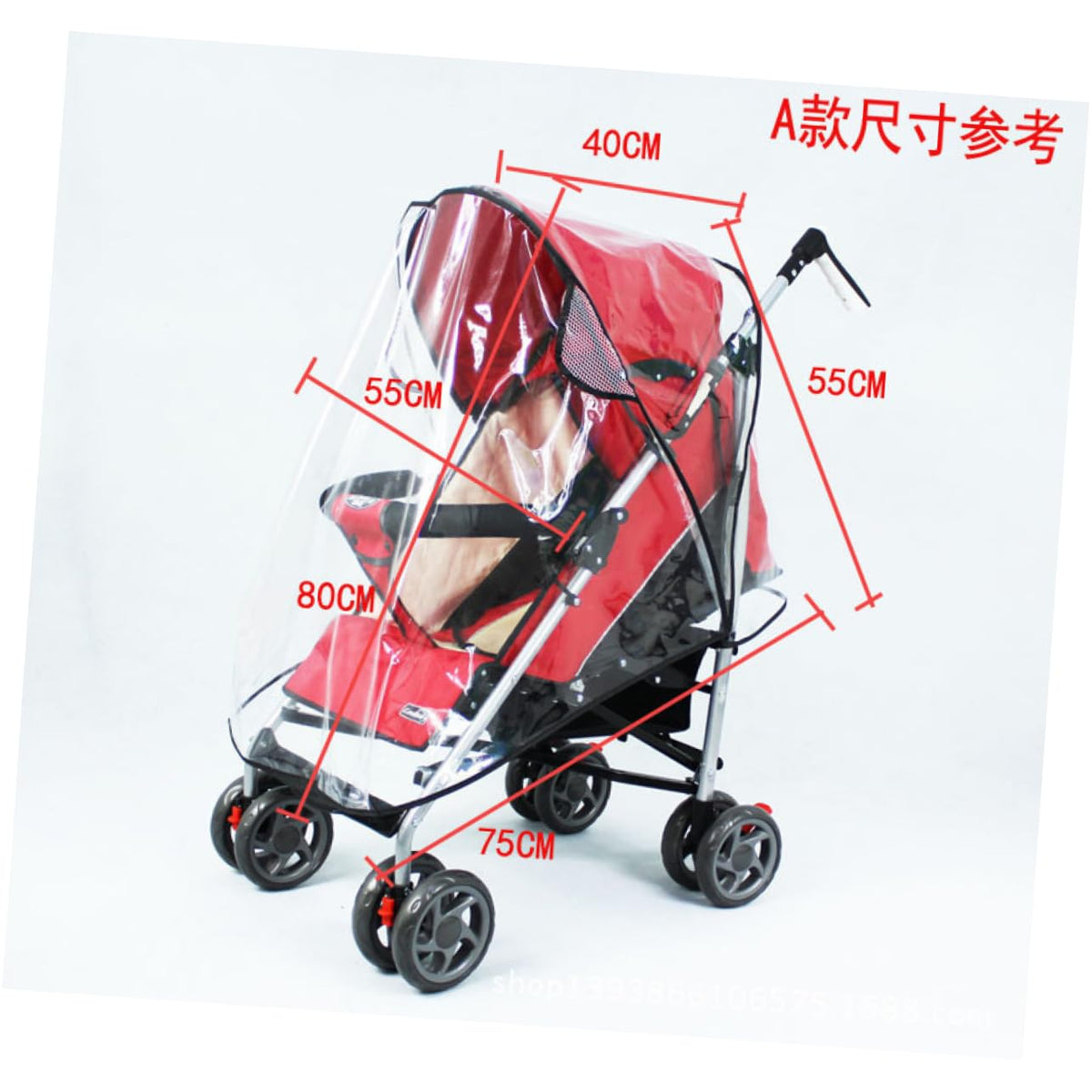Transparent Stroller Rain Cover with Breathable Vents Pushchair Pram Protection from Wind Dust Insects for Standard Sized Buggy