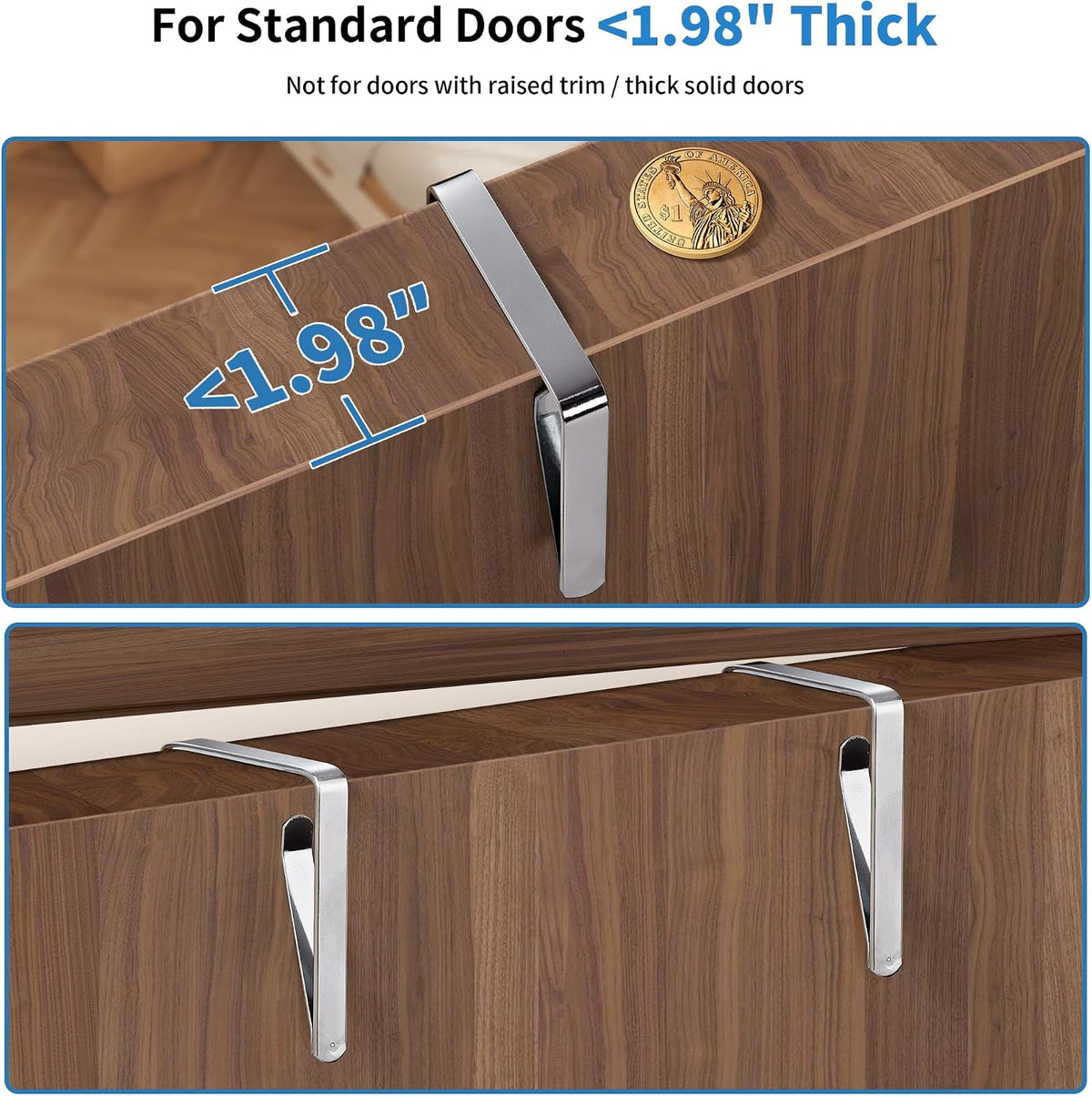Over the Door Organizer for Bedroom, Pantry Bathroom, 5 Shelf Beige
