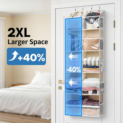 Over the Door Organizer for Bedroom, Pantry Bathroom, 5 Shelf Beige