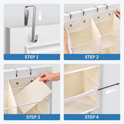 Over the Door Organizer for Bedroom, Pantry Bathroom, 5 Shelf Beige