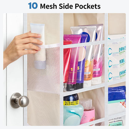 Over the Door Organizer for Bedroom, Pantry Bathroom, 5 Shelf Beige