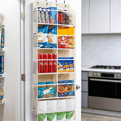 Over the Door Organizer for Bedroom, Pantry Bathroom, 5 Shelf Beige