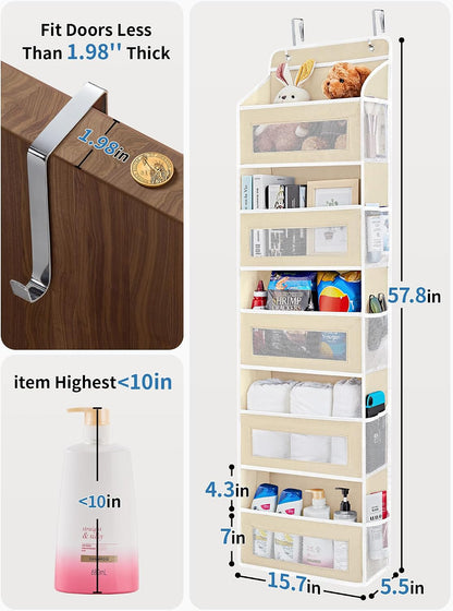 Over the Door Organizer for Bedroom, Pantry Bathroom, 5 Shelf Beige