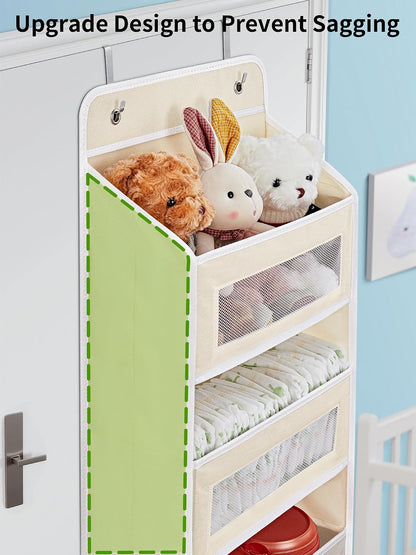 Over the Door Organizer for Bedroom, Pantry Bathroom, 5 Shelf Beige