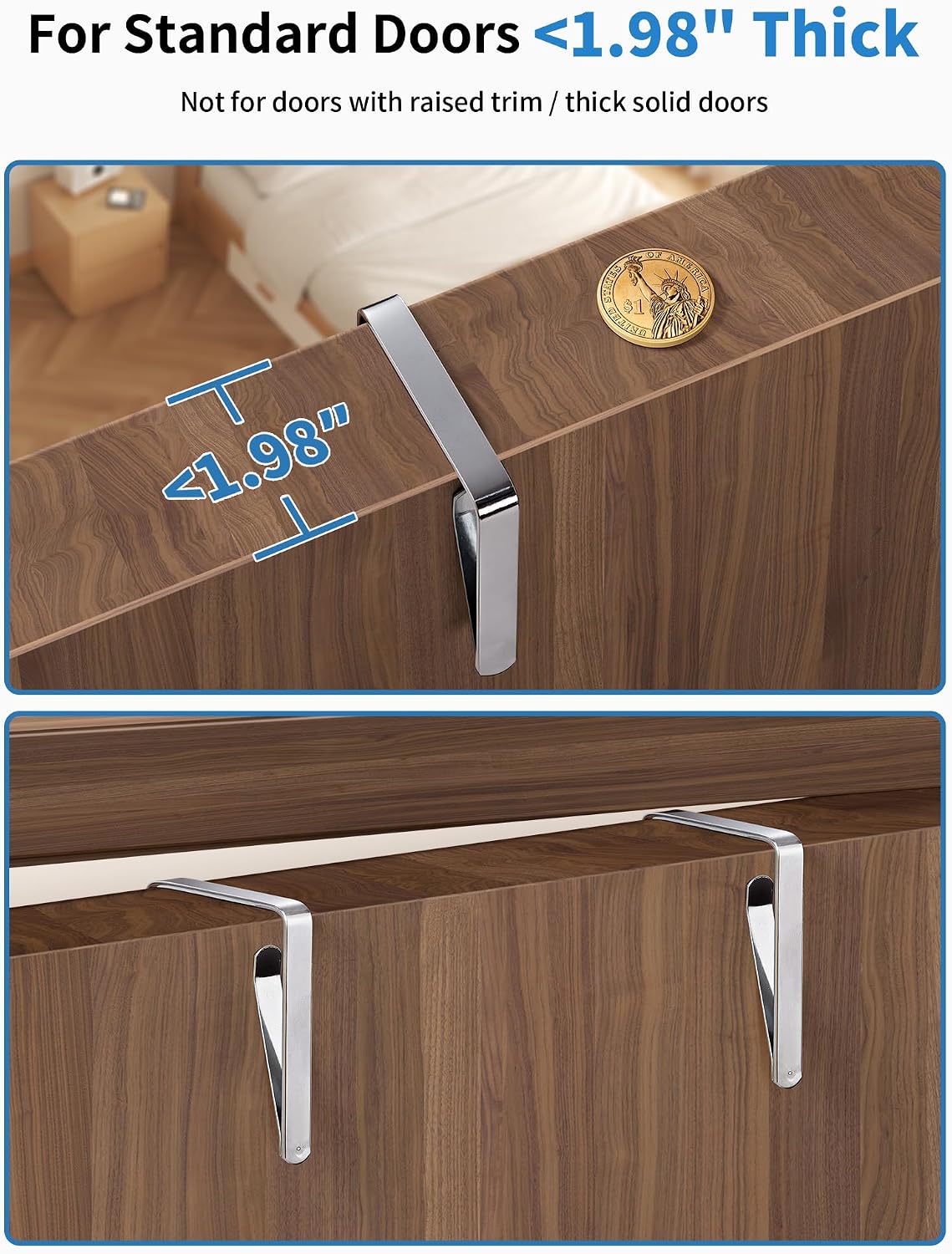 Over the Door Organizer for Bedroom, Pantry Bathroom, 5 Shelf Beige