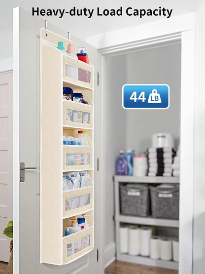 Over the Door Organizer for Bedroom, Pantry Bathroom, 5 Shelf Beige