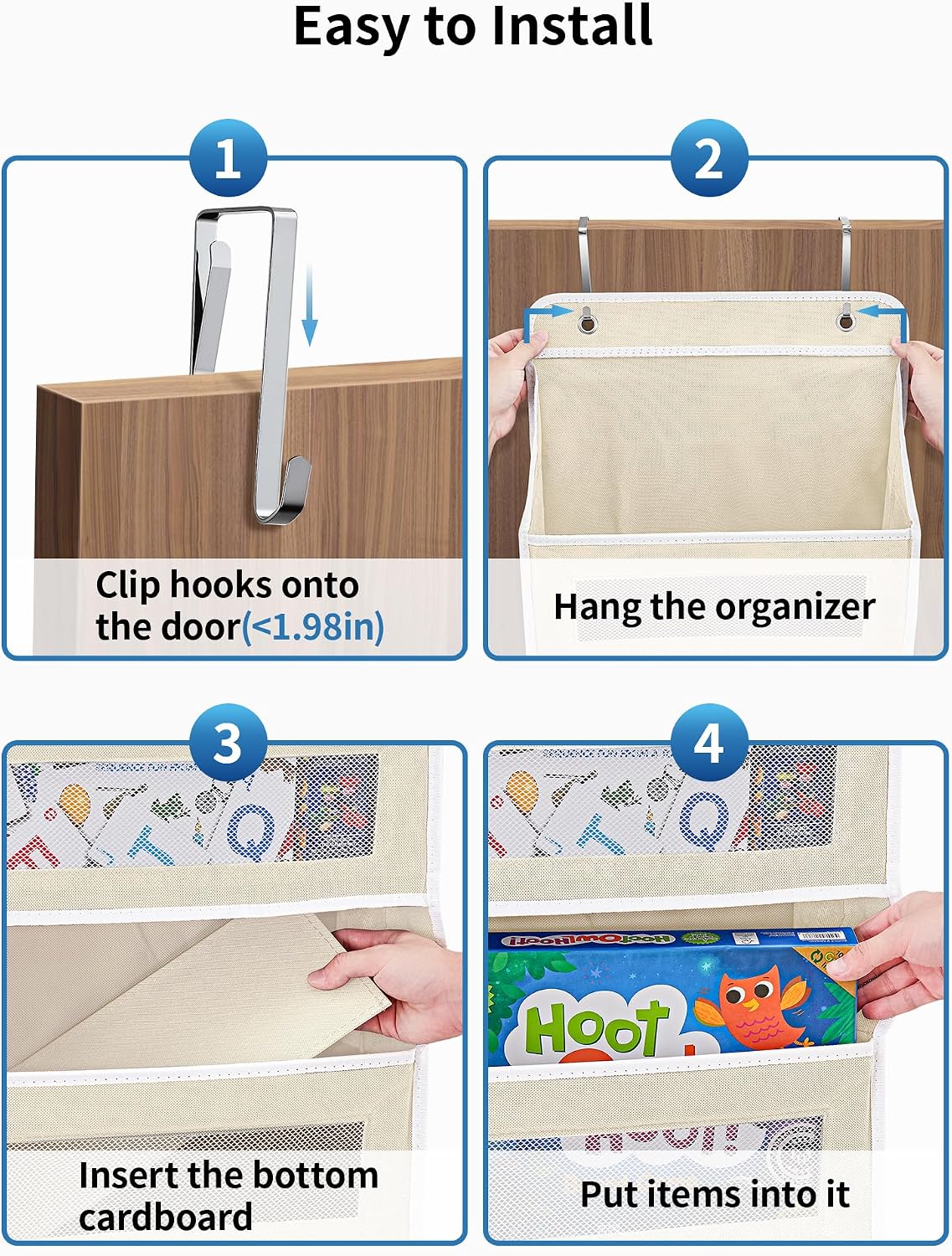 Over the Door Organizer for Bedroom, Pantry Bathroom, 5 Shelf Beige