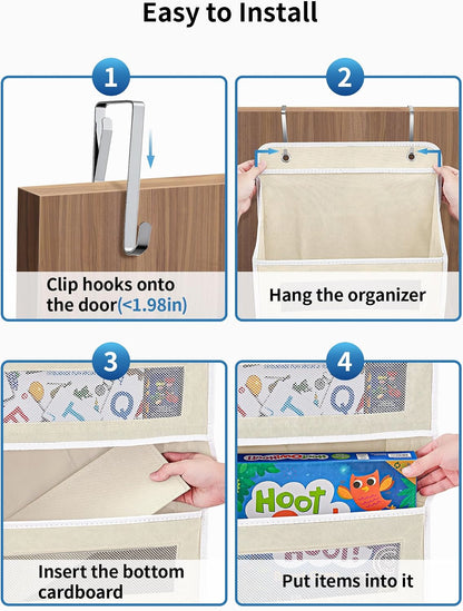 Over the Door Organizer for Bedroom, Pantry Bathroom, 5 Shelf Beige