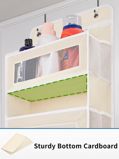 Over the Door Organizer for Bedroom, Pantry Bathroom, 5 Shelf Beige