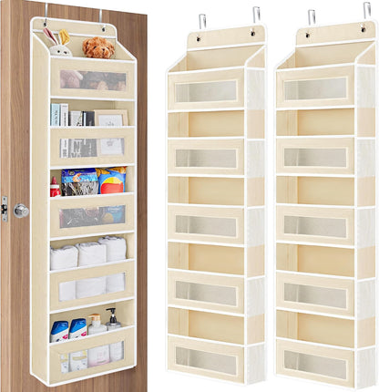 Over the Door Organizer for Bedroom, Pantry Bathroom, 5 Shelf Beige