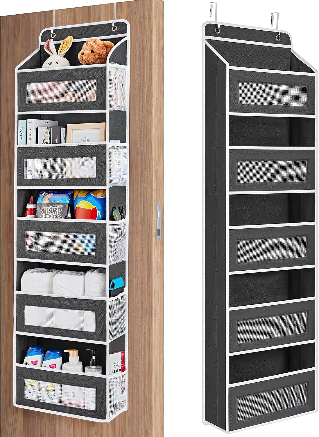 Over the Door Organizer for Bedroom, Pantry Bathroom, 5 Shelf Beige