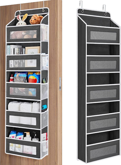 Over the Door Organizer for Bedroom, Pantry Bathroom, 5 Shelf Beige