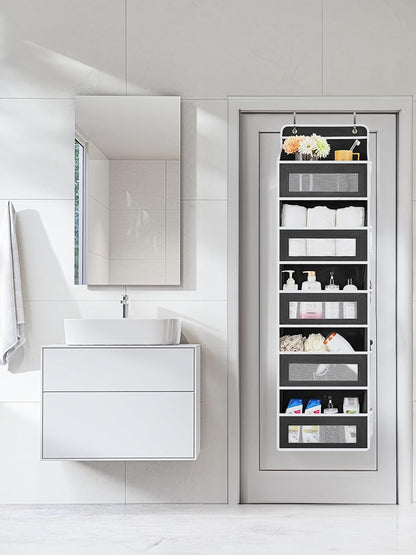 Over the Door Organizer for Bedroom, Pantry Bathroom, 5 Shelf Beige