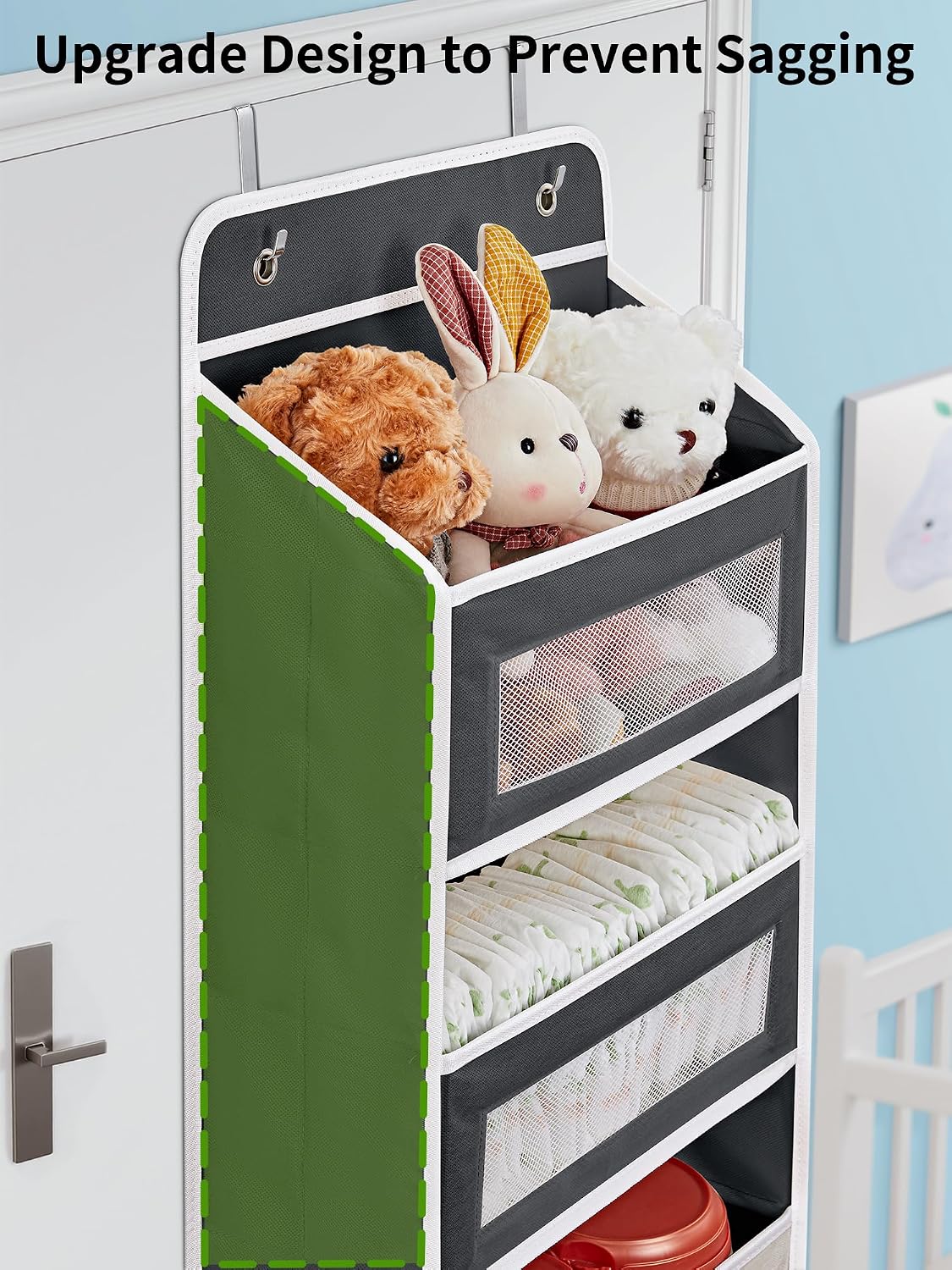 Over the Door Organizer for Bedroom, Pantry Bathroom, 5 Shelf Beige