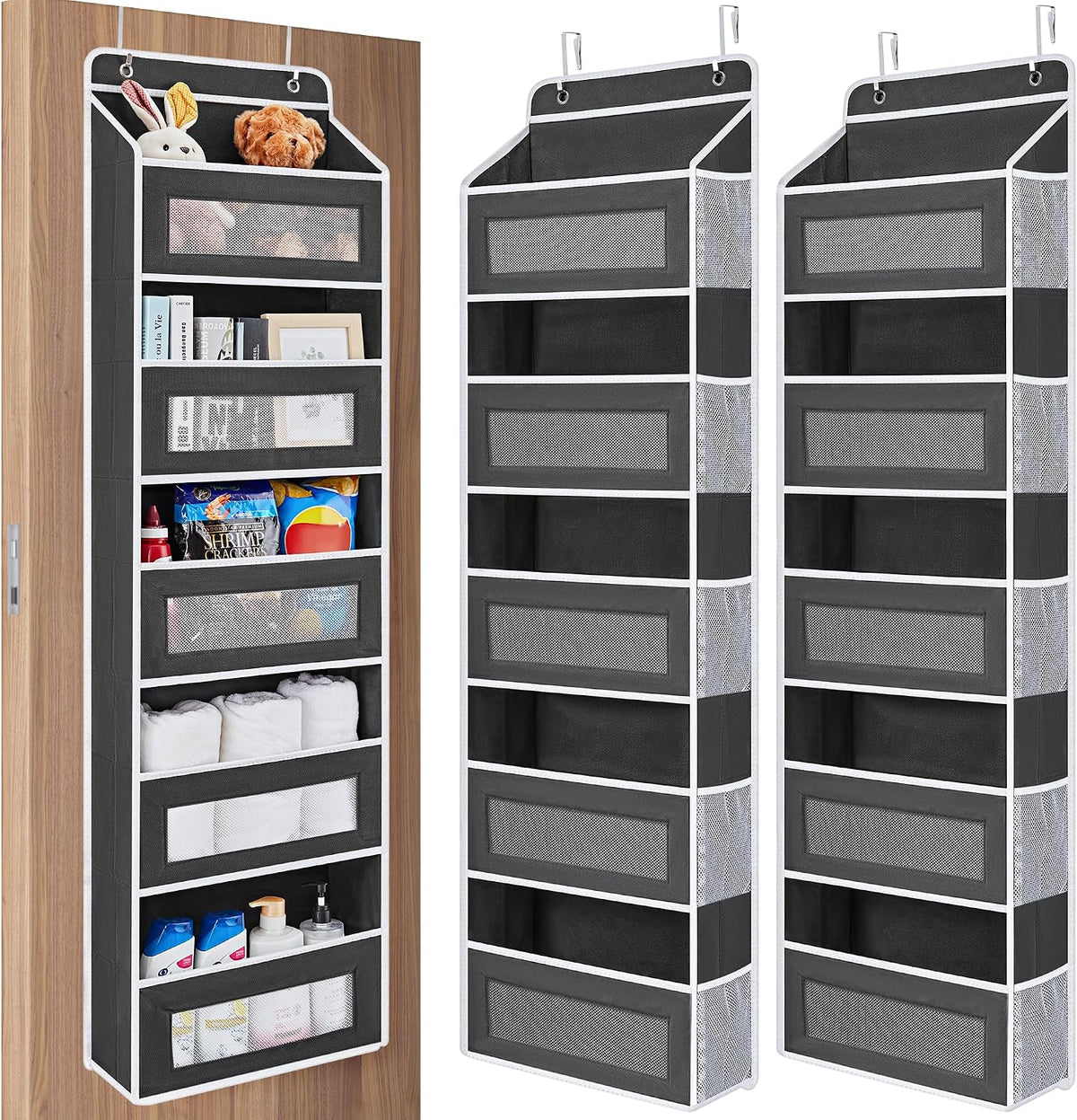 Over the Door Organizer for Bedroom, Pantry Bathroom, 5 Shelf Beige
