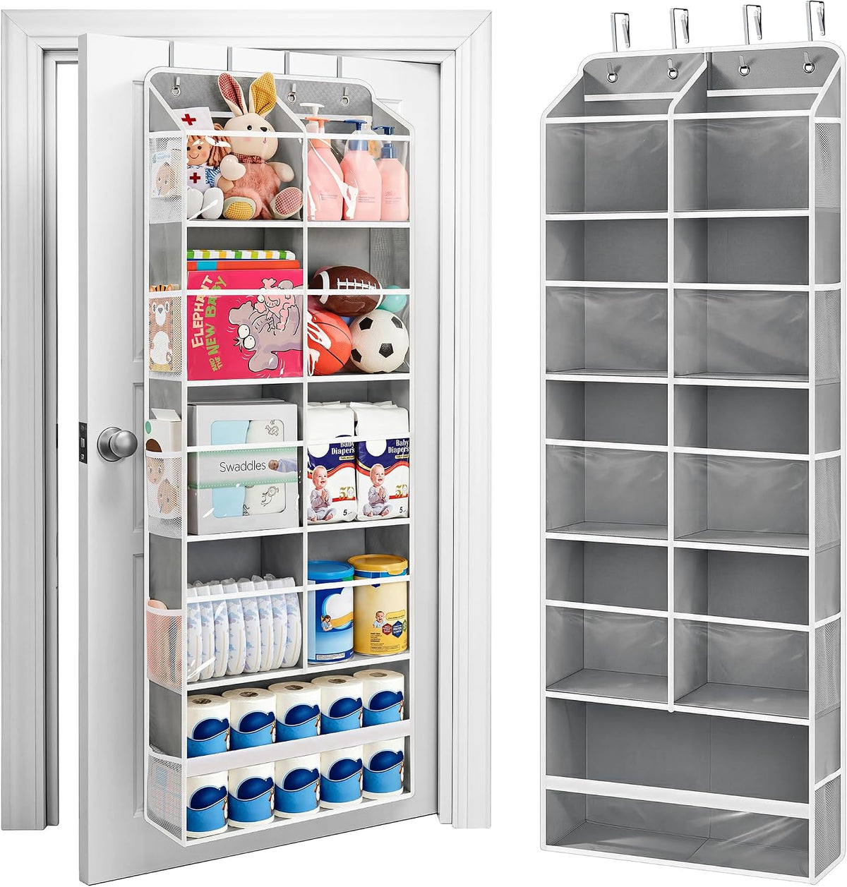Over the Door Organizer for Bedroom, Pantry Bathroom, 5 Shelf Beige