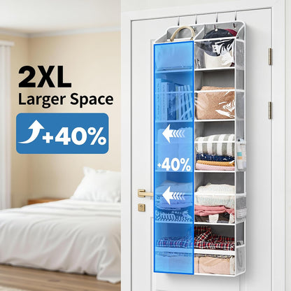 Over the Door Organizer for Bedroom, Pantry Bathroom, 5 Shelf Beige