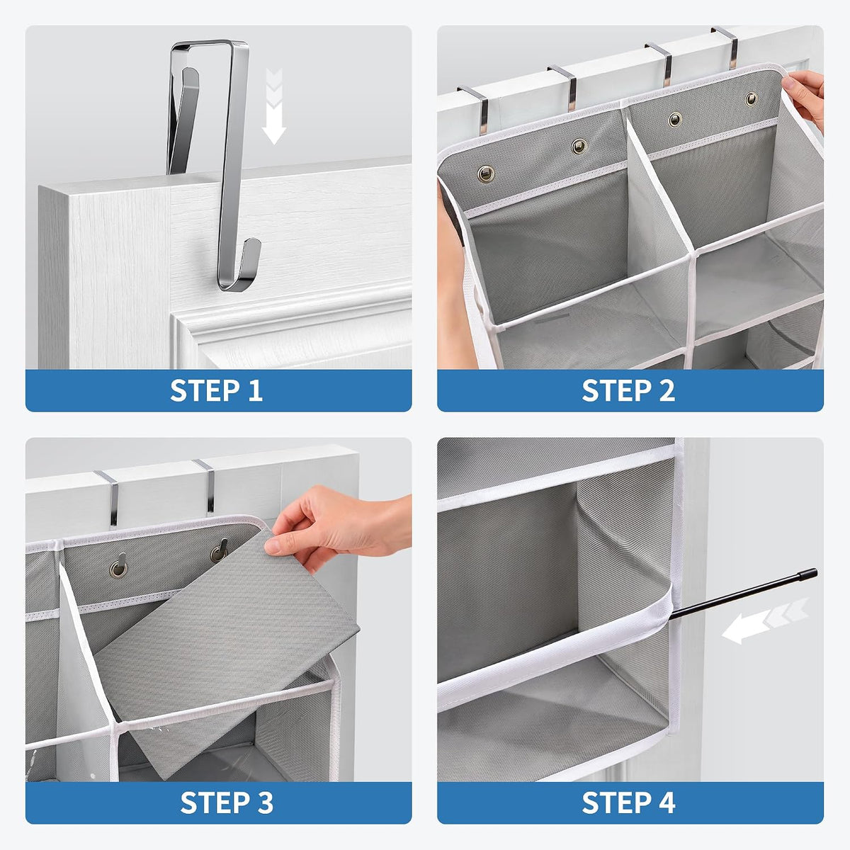 Over the Door Organizer for Bedroom, Pantry Bathroom, 5 Shelf Beige