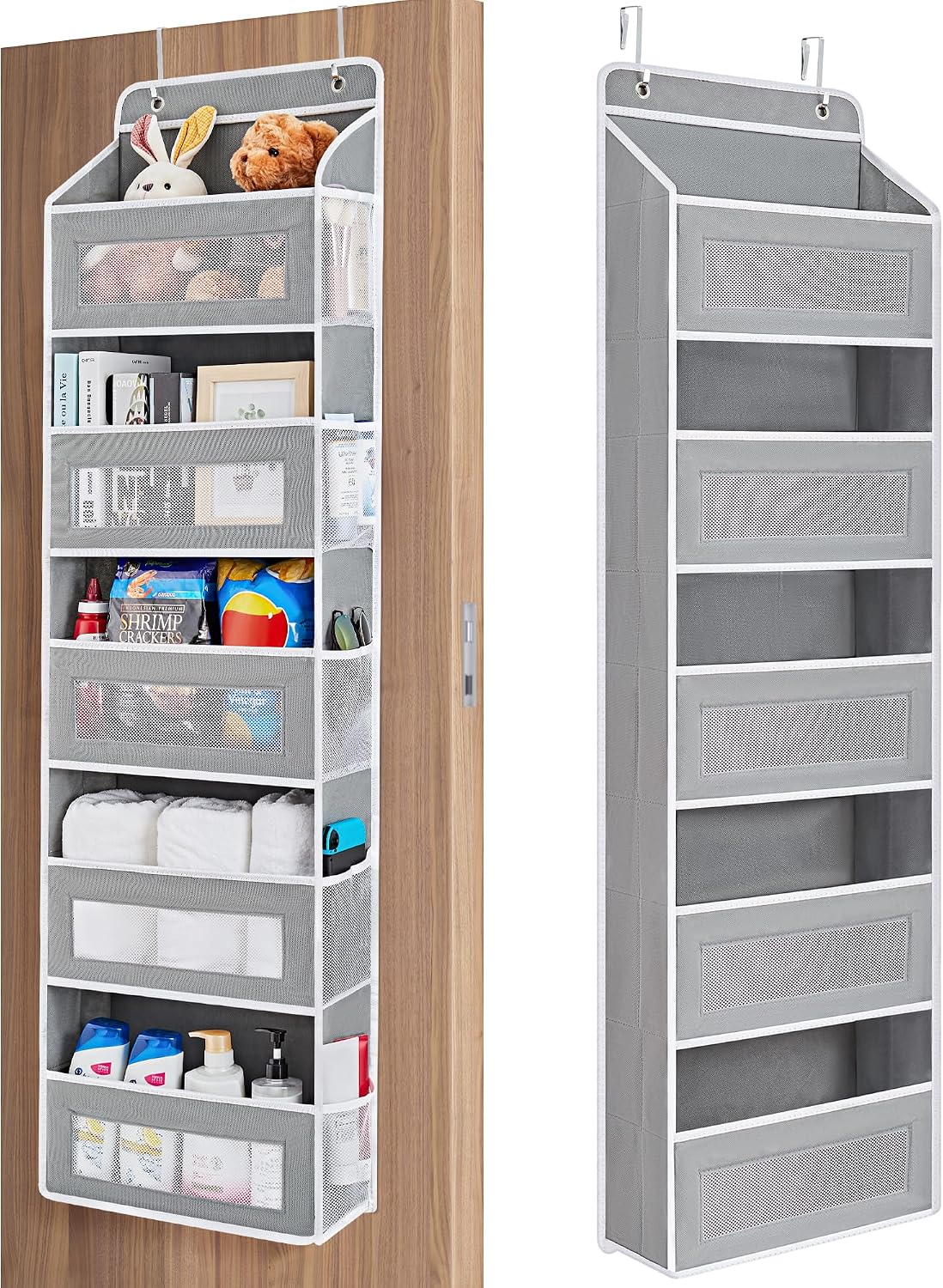 Over the Door Organizer for Bedroom, Pantry Bathroom, 5 Shelf Beige
