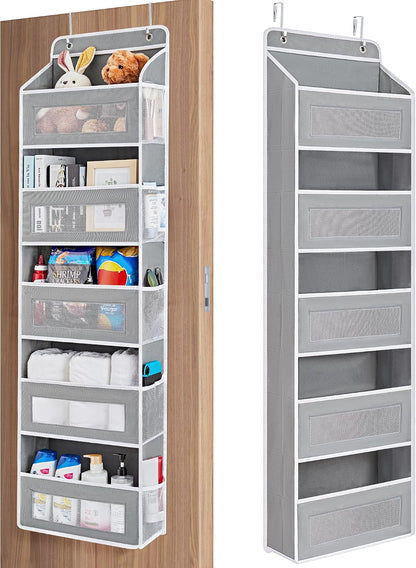 Over the Door Organizer for Bedroom, Pantry Bathroom, 5 Shelf Beige