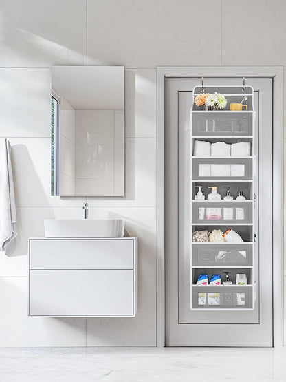 Over the Door Organizer for Bedroom, Pantry Bathroom, 5 Shelf Beige