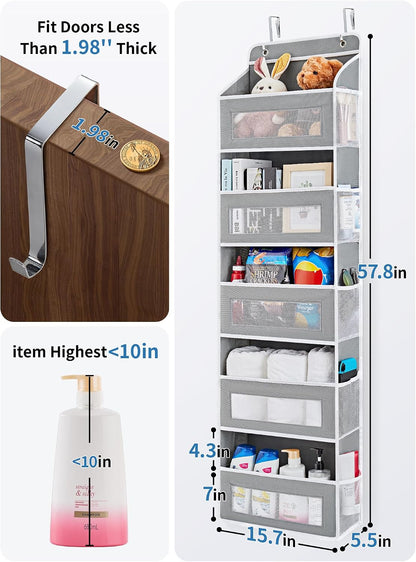Over the Door Organizer for Bedroom, Pantry Bathroom, 5 Shelf Beige