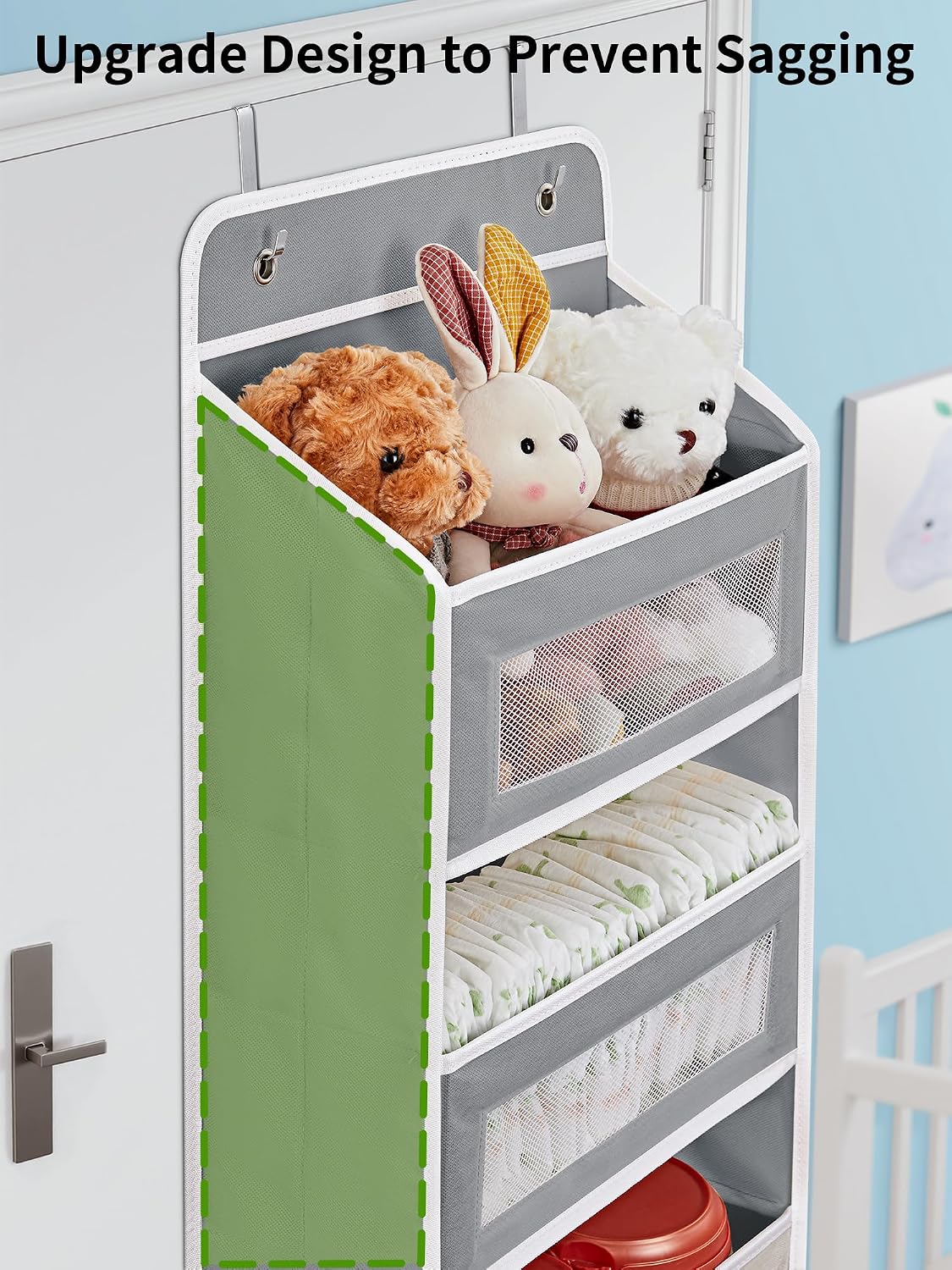 Over the Door Organizer for Bedroom, Pantry Bathroom, 5 Shelf Beige